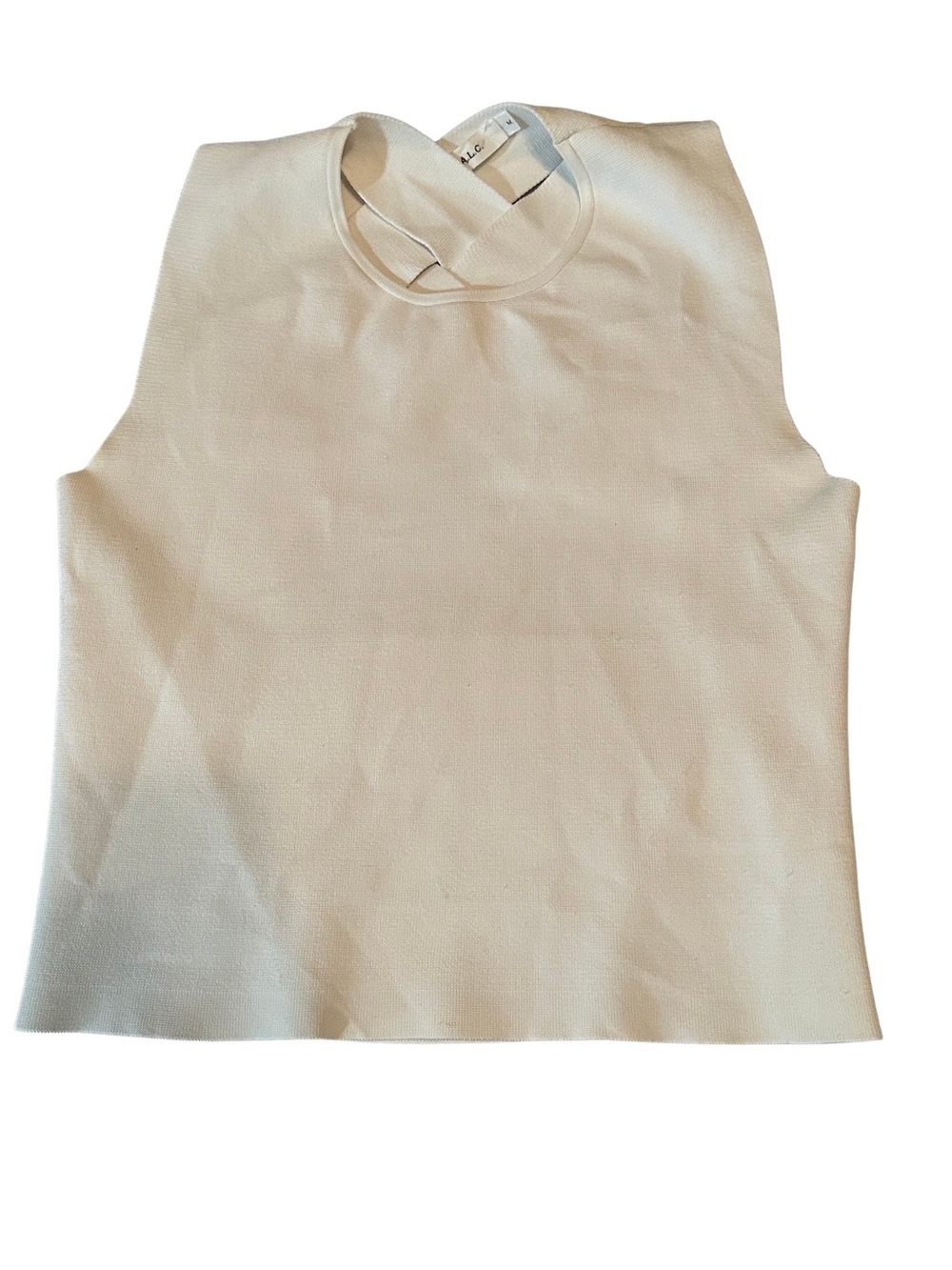 A.L.C. Sleeveless Top Womens M Ivory Crisscross Lattice Back Knit Blouse